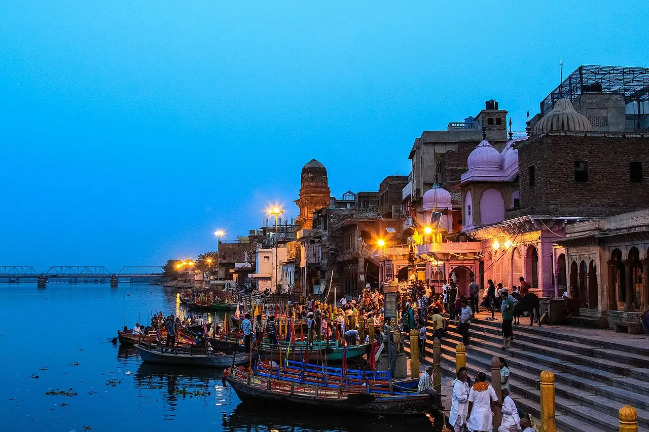 Vishram Ghat located on the banks of the Yamuna River in Mathura, India
