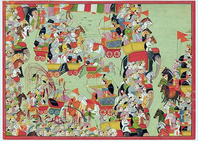 Abhimanyu battles the Kauravas in Chakravyuha